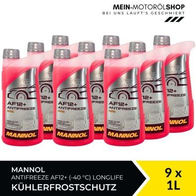 Mannol Antifreeze Kühlerfrostschutz AF12+ (-40 °C) Longlife 9x1 Liter