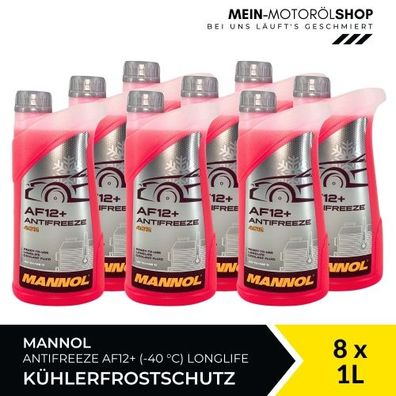 Mannol Antifreeze Kühlerfrostschutz AF12+ (-40 °C) Longlife 8x1 Liter