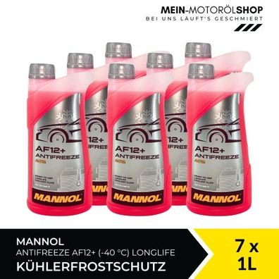 Mannol Antifreeze Kühlerfrostschutz AF12+ (-40 °C) Longlife 7x1 Liter