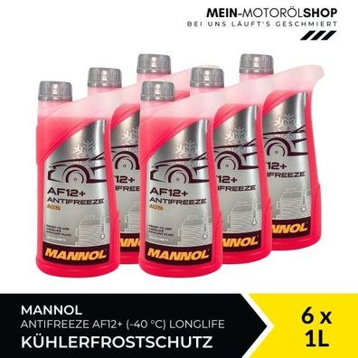 Mannol Antifreeze Kühlerfrostschutz AF12+ (-40 °C) Longlife 6x1 Liter