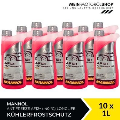 Mannol Antifreeze Kühlerfrostschutz AF12+ (-40 °C) Longlife 10x1 Liter