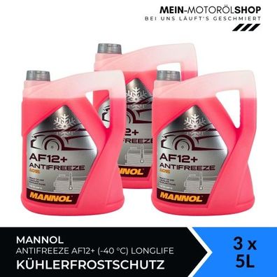 Mannol Antifreeze Kühlerfrostschutz AF12+ (-40 °C) Longlife 3x5 Liter