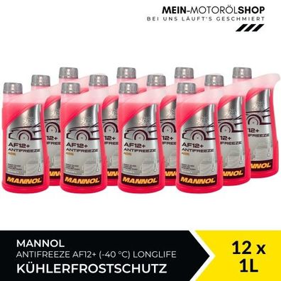 Mannol Antifreeze Kühlerfrostschutz AF12+ (-40 °C) Longlife 12x1 Liter