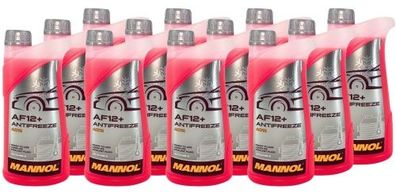 Mannol Antifreeze Kühlerfrostschutz AF12+ (-40 °C) Longlife 12x1 Liter