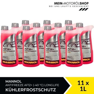 Mannol Antifreeze Kühlerfrostschutz AF12+ (-40 °C) Longlife 11x1 Liter