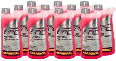 Mannol Antifreeze Kühlerfrostschutz AF12+ (-40 °C) Longlife 11x1 Liter