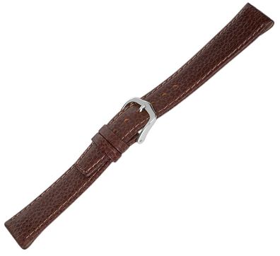 Clip Uhrenarmband | für feste Stege | Leder Büffelnarbung braun 34169