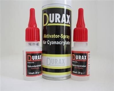 Durax Sekundenkleber Industriekleber 2x20g dünn+1 x Aktivatorspray 150ml