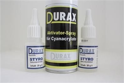 Durax Sekundenkleber Industriekleber 2x20g Styro + 1 x Aktivatorspray 150ml