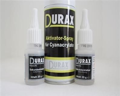 Durax Sekundenkleber Industriekleber 2x20g mittel+1 x Aktivatorspray 150ml