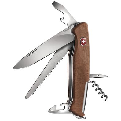 Victorinox Ranger Wood 55 - Schweizer Taschenmesser mit Holzgriff, 9 Werkzeuge