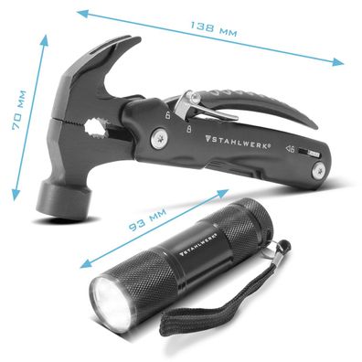 Stahlwerk Multitool 12 Tools Taschenmesser Multifunktionswerkzeug Taschenlampe