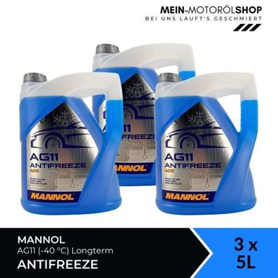 Mannol Antifreeze Kühlerfrostschutz AG11 (-40 °C) Longterm 3x5 Liter