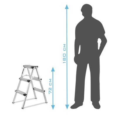 Stahlwerk Alu-Trittleiter ALT-150 ST bis 150 kg, 3 Stufen, Standhöhe 72 cm