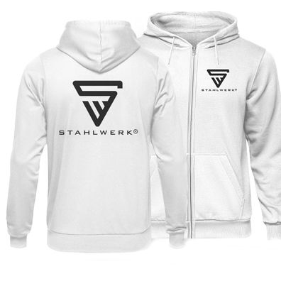 Stahlwerk Hoodie Kapuzenpullover Kapuzenpulli mit Reißverschluss in Weiß Größe M