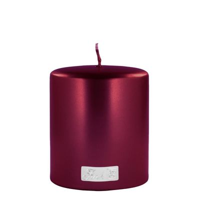 Fink CANDLE Stumpenkerze, etallic, -rot, et. Höhe 10, Ø 8cm 123814