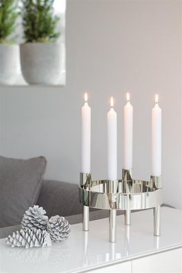 Fink CANDLE Stabkerze, metallic weiß, et. Höhe 25, Ø 3 123840