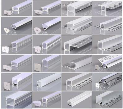 2 Meter Alu Profile Alu Schiene Profil mit Milchglas Abdeckung Kanal System für