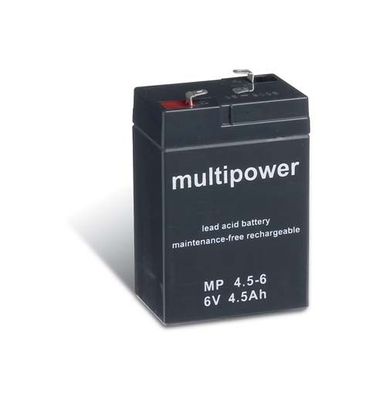 Multipower - MP4.5-6 - 6 Volt 4500mAh Pb - Blei-Akku AGM, Standard, Faston 4,8 mm