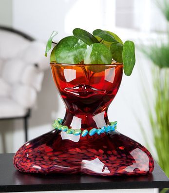 Gilde GlasArt Vase/Schale "Skinny" rot H: 25 cm B: 31.50 cm T: 16.50cm 39295