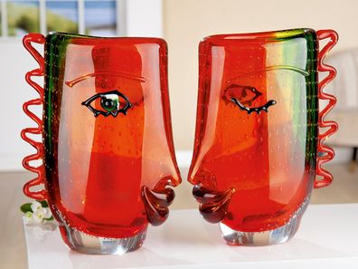 Gilde GlasArt Designvase "Visuale" rot/grün/schwarz/klar, durchgefärbt & mundgebla