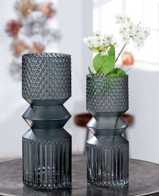 Gilde Vase "Pintu" Glas grau 40494