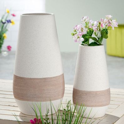 Gilde Bauchvase "Olbia" Keramik braun, creme 28740