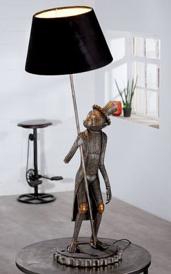 Gilde Lampe "Steampunk Monkey" Kunstharz silberfarben 37262