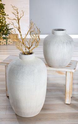 Gilde Vase "Silva" Keramik weiß 28784