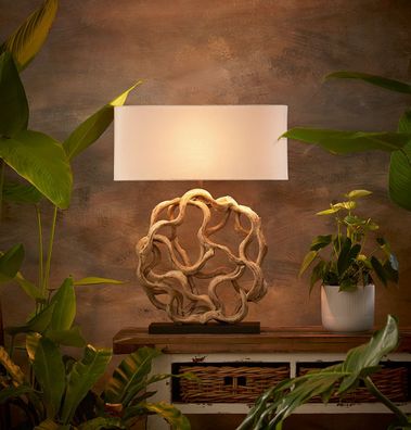 Gilde Lampe "Circle of Roots" Holz naturfarben 42157