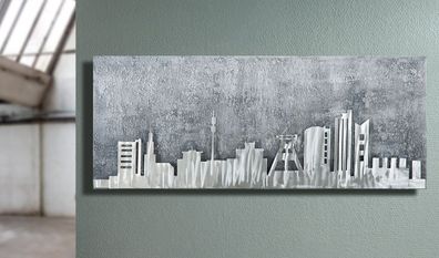 Gilde Bild Skyline "Ruhrpott" grau, silberfarben 38157