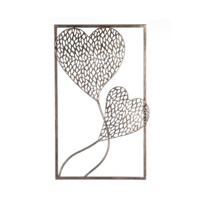 Casablanca Wanddeko "2 Purley Hearts" Metall silberfarben Antikfinish H: 50 cm B: