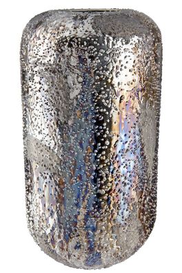 Gilde Deko Vase "Pavone" braun/blau metallic, zylinderförmig H: 36 cm Ø 20 cm 67951