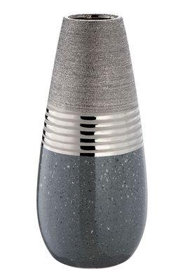Gilde Kegelvase "Magma" silberfarben/granit H: 38.50 cm B: 18.50 cm T: 18.5 cm 47270