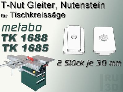 T-Nut Stein, Gleiter, Nutenstein, Schiene für metabo TK 1688+ 1685