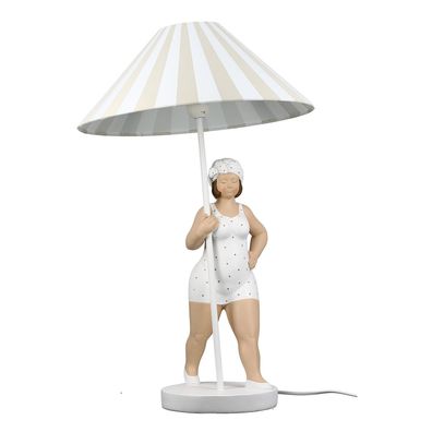 Casablanca Lampe "Becky" Poly . weiß / grau weißes Kleid mit grauen Pünktchen