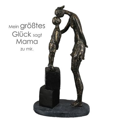 Gilde Skulptur "Mum and Child" bronzefarben, Basis in grau H: 28 cm B: 15 cm T: