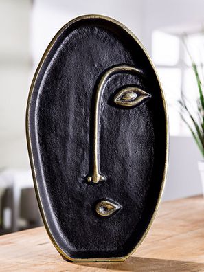 Gilde Vase "Face" schwarz/goldfarben H: 35 cm B: 20 cm T: 6.50cm 50662