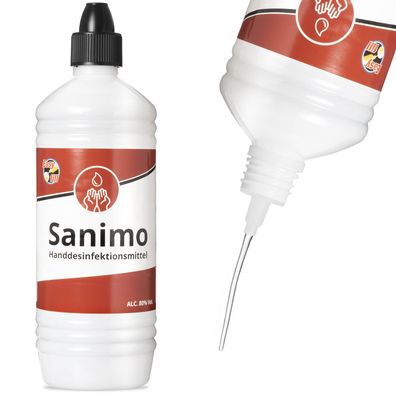 1L Sanimo Handdesinfektionsmittel Desinfektionsmittel Hand Hände Oberflächen