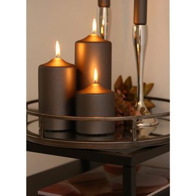 Casablanca Stumpenkerze Paraffinwachs . anthrazitfarben . metallic farbig getaucht