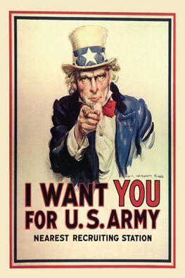 Blechschild 20x30 cm: I want you - for US Army