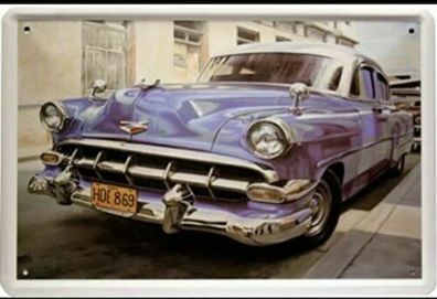 Viva Cuba - Viva Havana: Blue Chevrolet - Blechschild 20x30