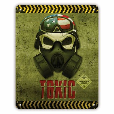 Blechschild: TOXIC - Inhalation Hazard 20x25 cm shabby Retro