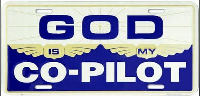 US Nummernschild God is my Co-Pilot - 30x15 cm