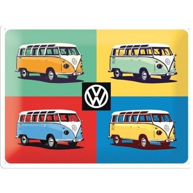 Blechschild VW Bus T1 - 4 Bullis Art ala Warhol 30x40 ovp (Gr. 40x30 cm)