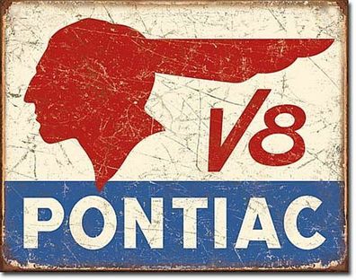 US Schild ca. 30 x 40 cm Pontiac V8 Retro Shabby Style