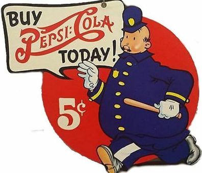 cooles US Schild Pepsi Cops ! "shaped" ca. 33 x 38 cm