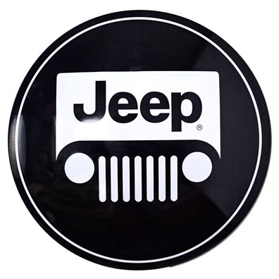 the Legend: US Blechschild JEEP Grill Logo - rund + gewölbt - 38 cm Durchmesser