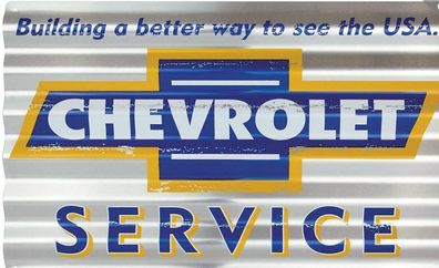 US Wellblech Schild Chevrolet Service ca. 45 x 29 cm