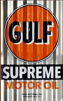 US Wellblech Schild GULF Supreme Motor Oil ca. 45 x 29 cm Racing Le Mans